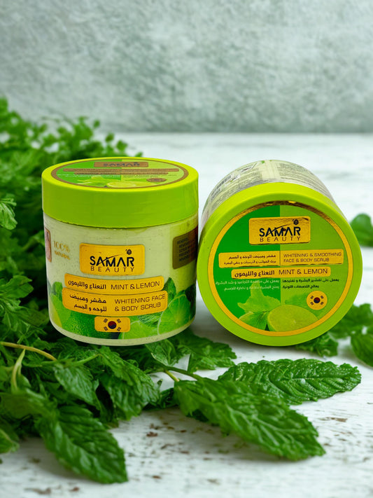Gommage visage et corps à la menthe et au citron et blanchissant