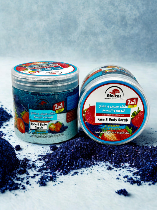 Gommage visage et corps à la fraise et à l'indigo bleu