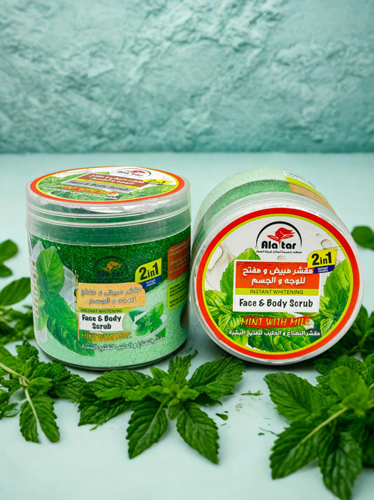 Gommage visage et corps à la menthe et au lait