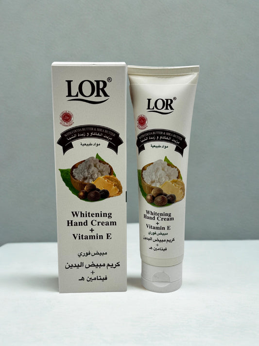 Crème pour les mains blanchissante LOR au beurre de cacao et de karité + vitamine E